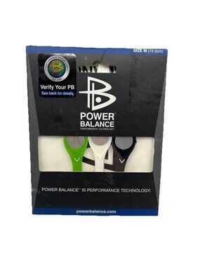 Power Balance 3 Pack Energy Health Band Bracelet Size M Black White Green New